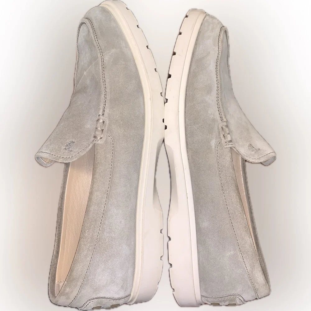 Tod's Gray Suede Calf Leather Slip-On Loafers Driving Shoes Rubber Sole Men’s 8
